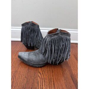 DAN POST Women 7.5 FRINGE Leather Suede Western Boots Blue
